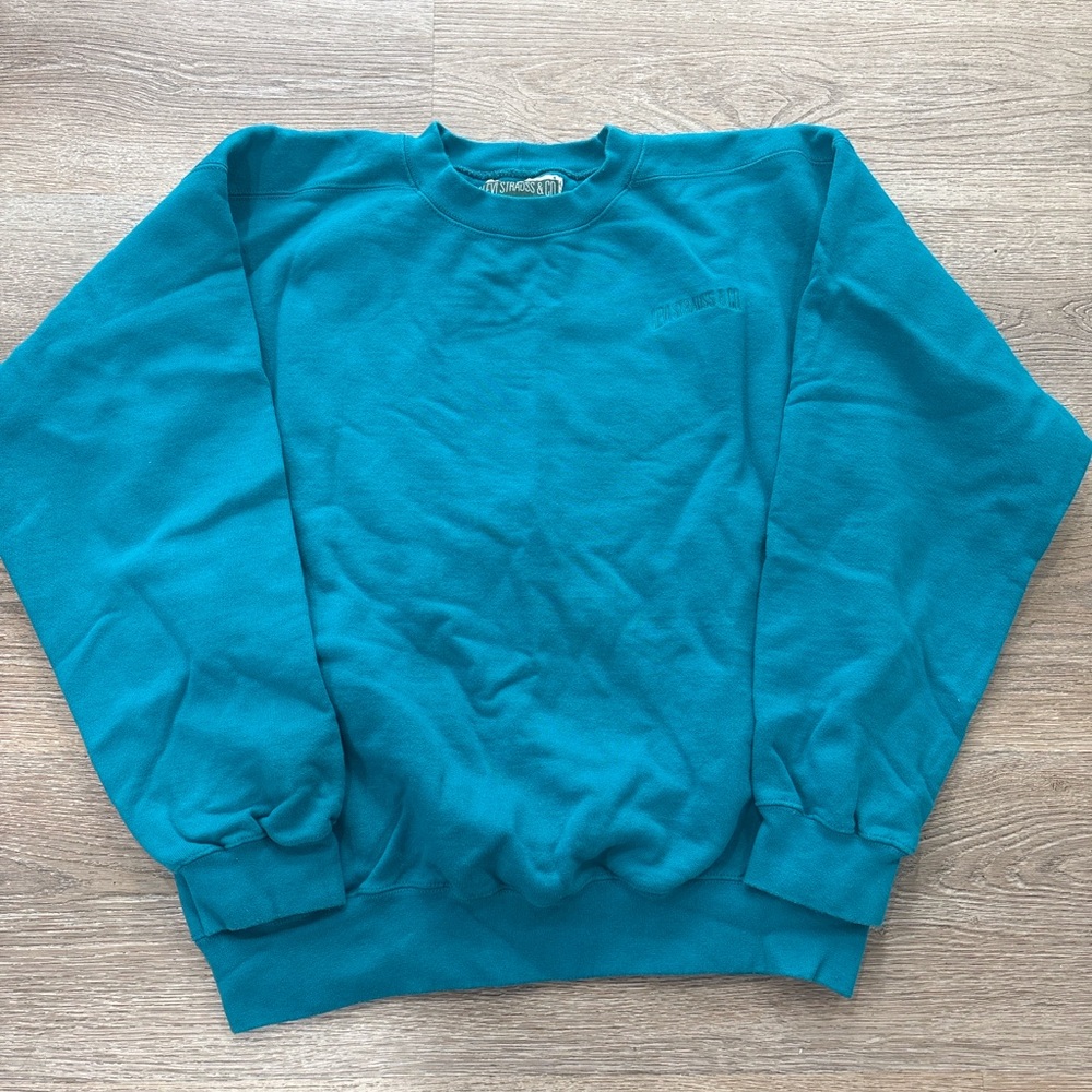 Vintage Levi Strauss & Co Sweatshirt‎ L Teal Made in USA 90s Crewneck Pullover